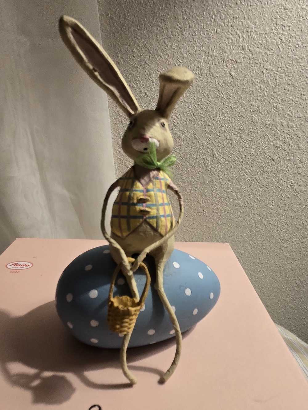 Lori C. Mitchell ESC Company Easter Bunny Sitting On Blue Polka Dot Egg Figurine - Picture 4 of 8